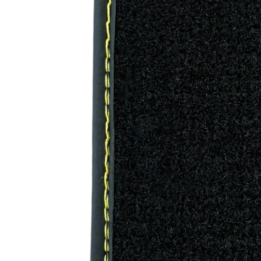 Black Floor Mats for Ferrari 458 Spider (2012-2015) with Yellow Leather | Italian Edition