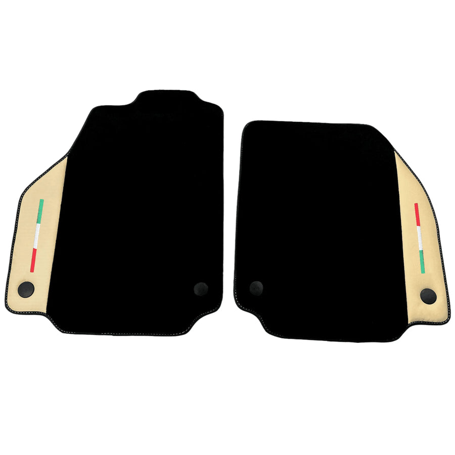 Black Floor Mats for Ferrari 488 GTB (2015-2022) with Crema Nappa Leather