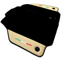 Black Floor Mats for Ferrari 488 GTB (2015-2022) with Crema Nappa Leather
