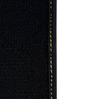 Black Floor Mats For Ferrari 488 Pista 2019-2021 With Yellow Leather