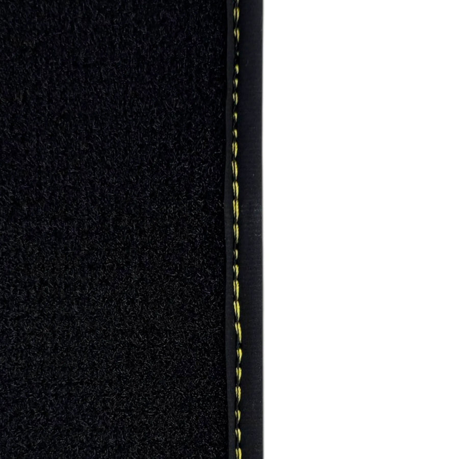 Black Floor Mats For Ferrari 488 Pista 2019-2021 With Yellow Leather