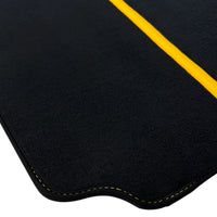 Black Floor Mats For Ferrari 488 Pista 2019-2021 With Yellow Leather