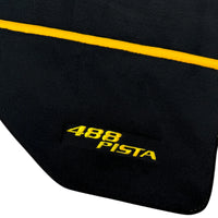 Black Floor Mats For Ferrari 488 Pista 2019-2021 With Yellow Leather