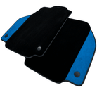 Black Floor Mats For Ferrari 488 GTB (2016-2022) With Blue Alcantara Leather - AutoWin