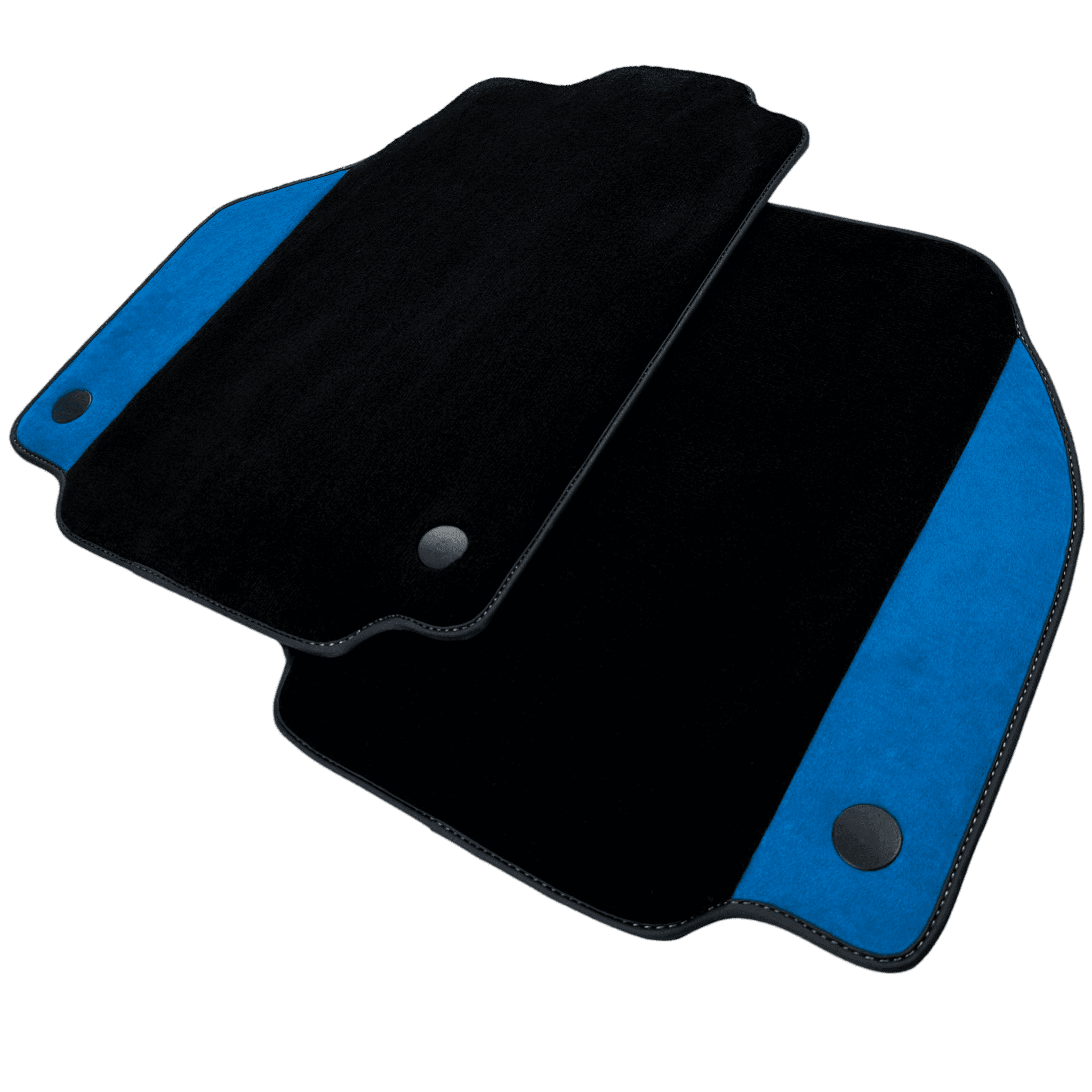 Black Floor Mats For Ferrari 488 GTB (2016-2022) With Blue Alcantara Leather - AutoWin