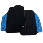 Black Floor Mats For Ferrari 488 Pista Spider 2019-2021 With Blue Alcantara Leather - AutoWin