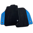 Black Floor Mats For Ferrari 488 Pista Spider 2019-2021 With Blue Alcantara Leather - AutoWin