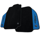 Black Floor Mats For Ferrari 488 Pista Spider 2019-2021 With Blue Alcantara Leather - AutoWin