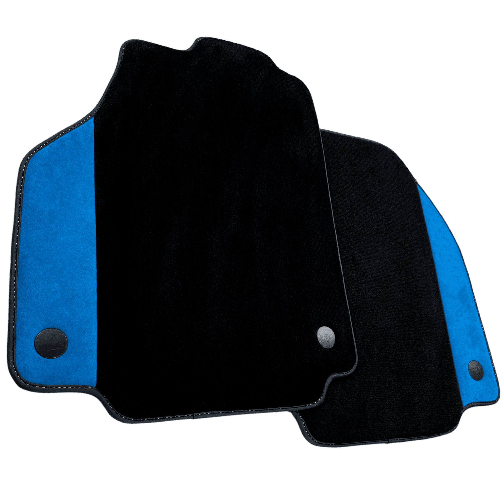 Black Floor Mats For Ferrari 488 GTB (2016-2022) With Blue Alcantara Leather - AutoWin