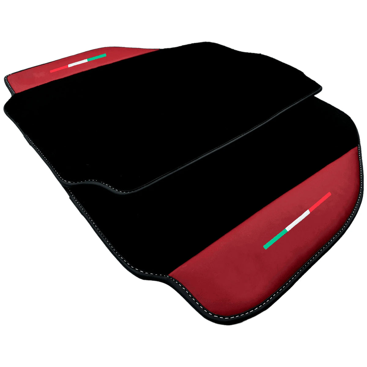 Black Floor Mats for Ferrari 488 Pista Spider (2019-2021) with Bordeaux Nappa Leather | Italian Edition