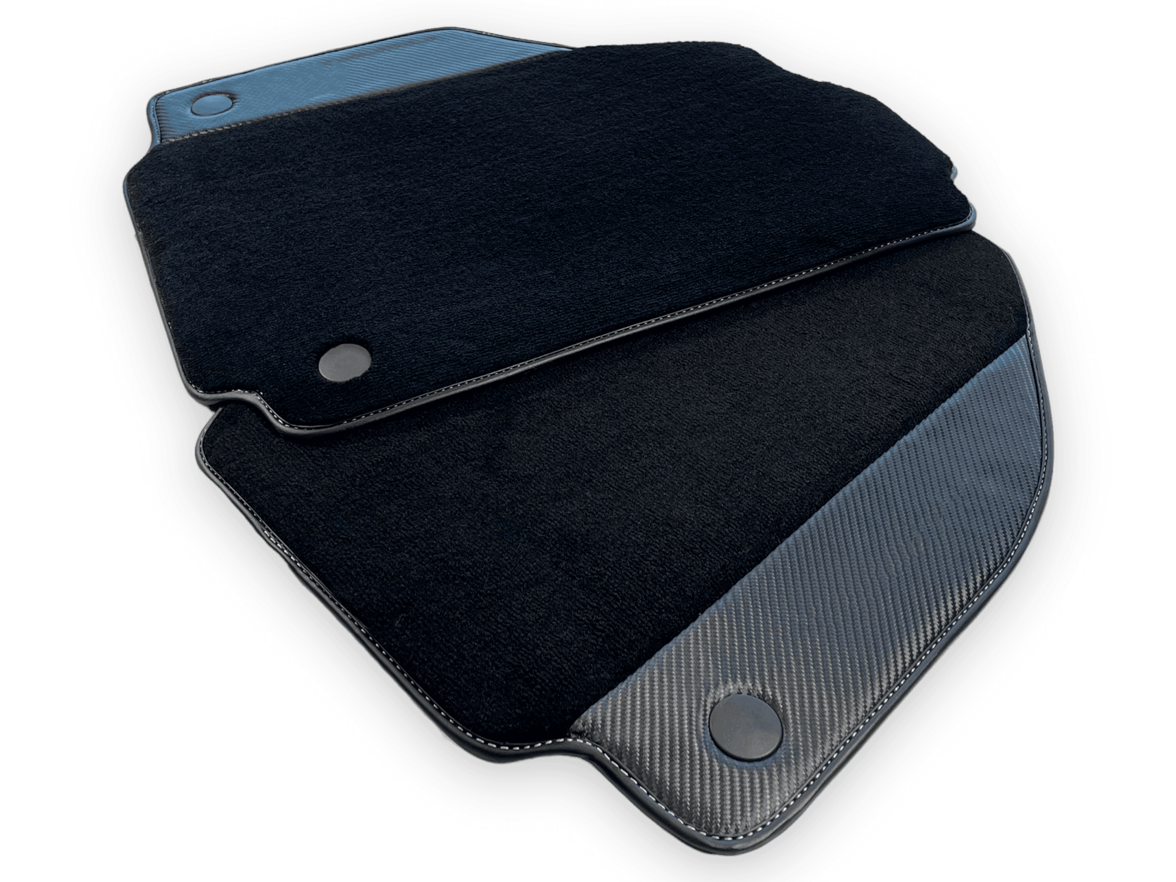 Black Floor Mats For Ferrari 488 Pista Spider 2019-2021 With Carbon Fiber Leather - AutoWin