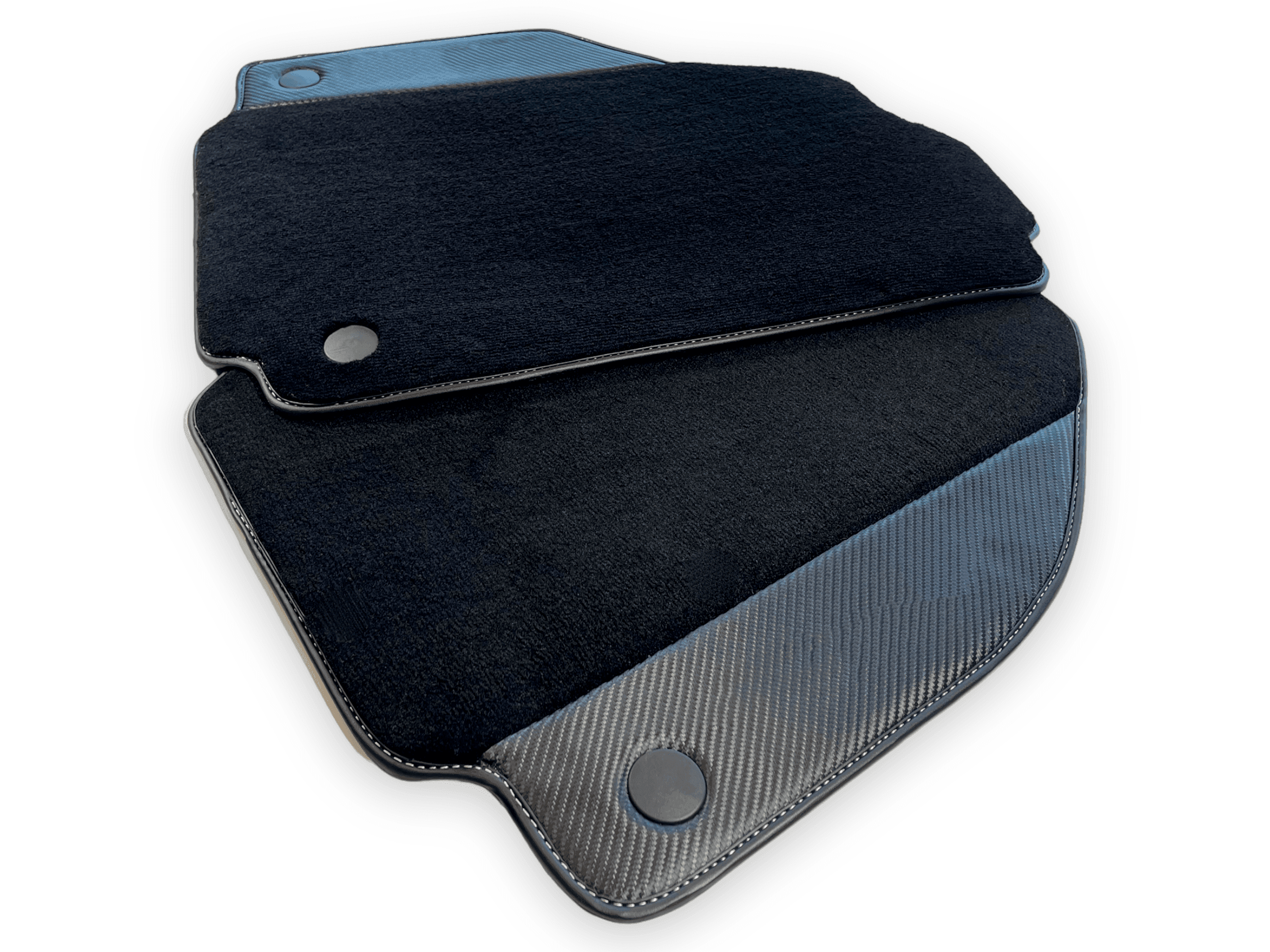 Black Floor Mats For Ferrari 488 Pista Spider 2019-2021 With Carbon Fiber Leather - AutoWin