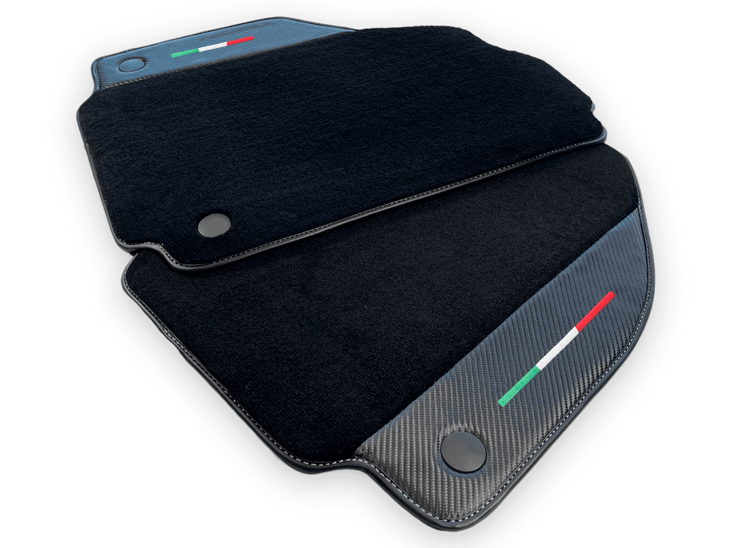 Black Floor Mats For Ferrari 488 Pista Spider 2019-2021 With Carbon Fiber Leather - AutoWin