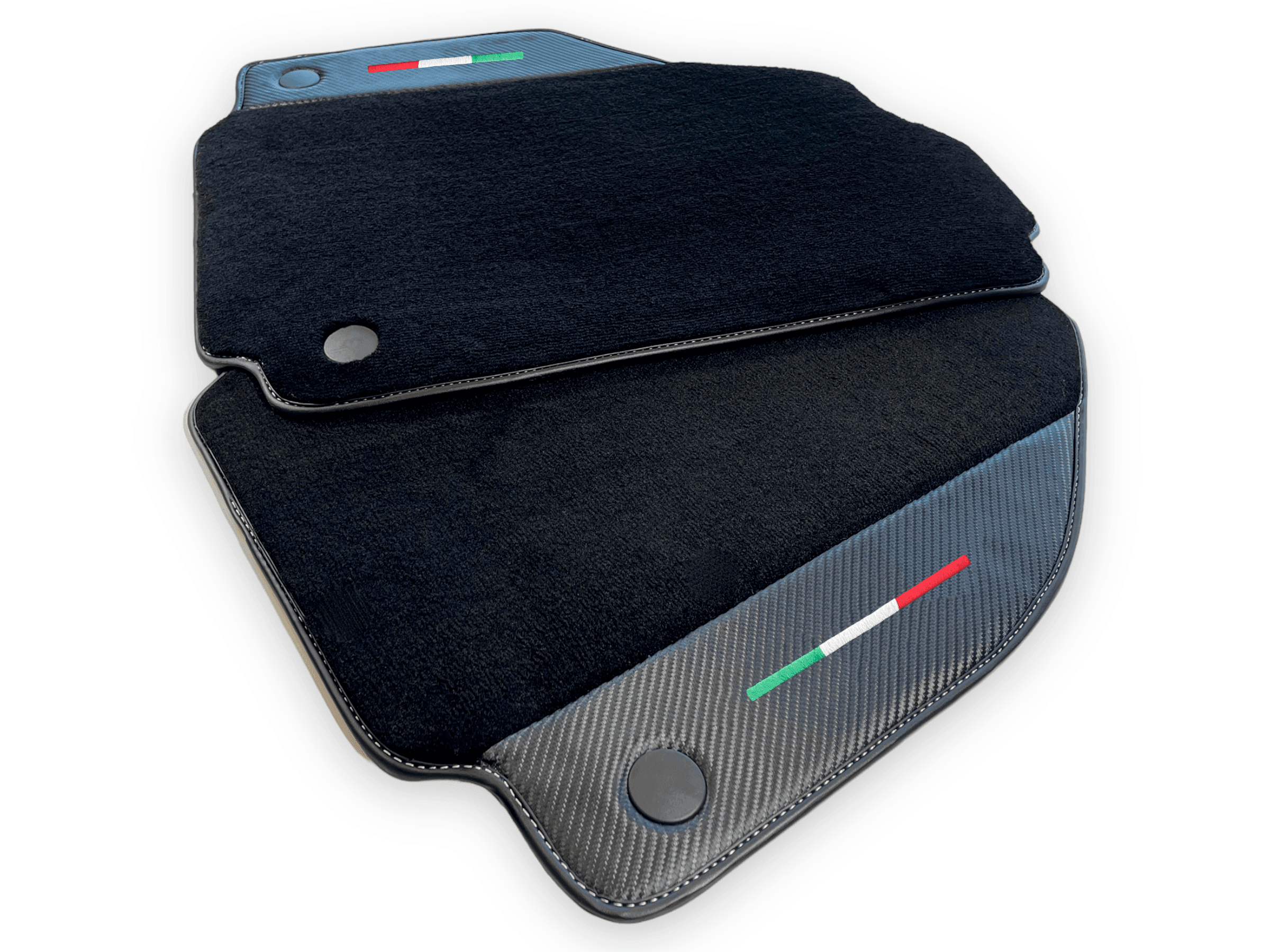 Black Floor Mats For Ferrari 488 Pista Spider 2019-2021 With Carbon Fiber Leather - AutoWin