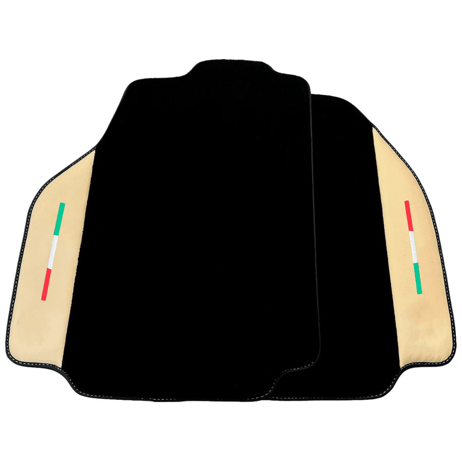 Black Floor Mats for Ferrari 488 Pista Spider (2019-2021) with Crema Nappa Leather
