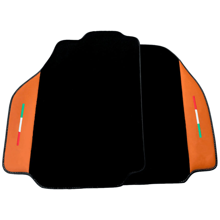 Black Floor Mats for Ferrari 488 Pista Spider (2019-2021) with Cuoio Nappa Leather