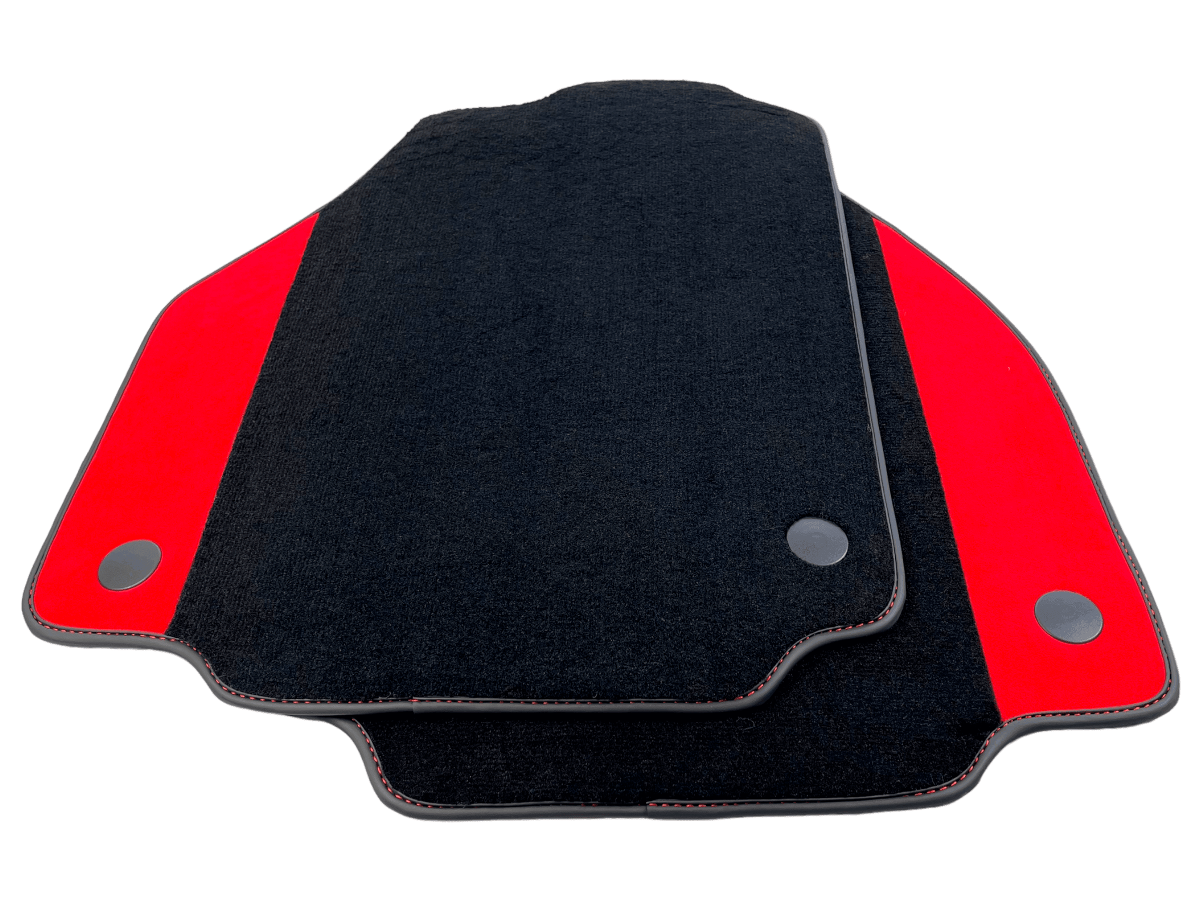 Black Floor Mats For Ferrari 488 Pista Spider 2019-2021 With Red Alcantara Leather - AutoWin
