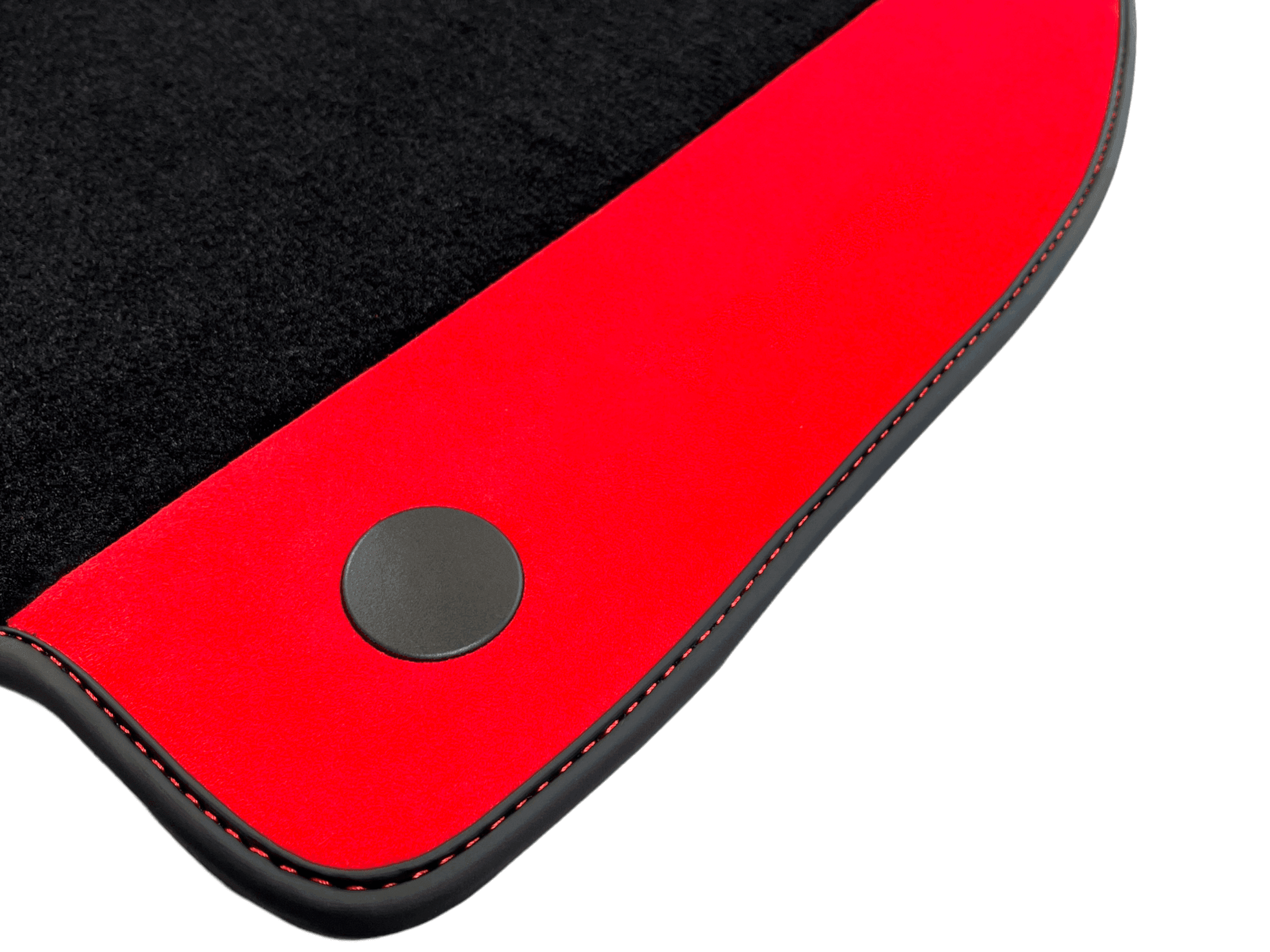 Black Floor Mats For Ferrari 488 Pista Spider 2019-2021 With Red Alcantara Leather - AutoWin