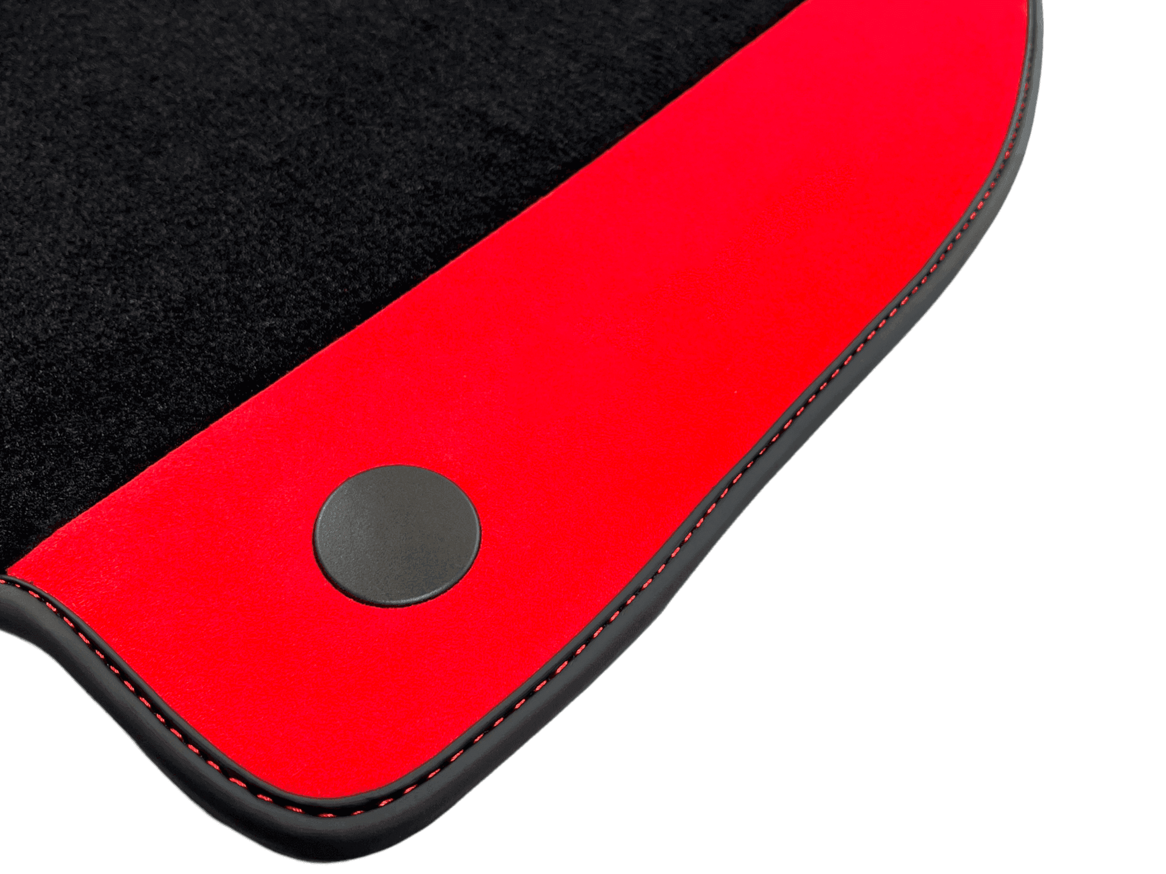 Black Floor Mats For Ferrari 488 GTB (2016-2022) With Red Alcantara Leather - AutoWin