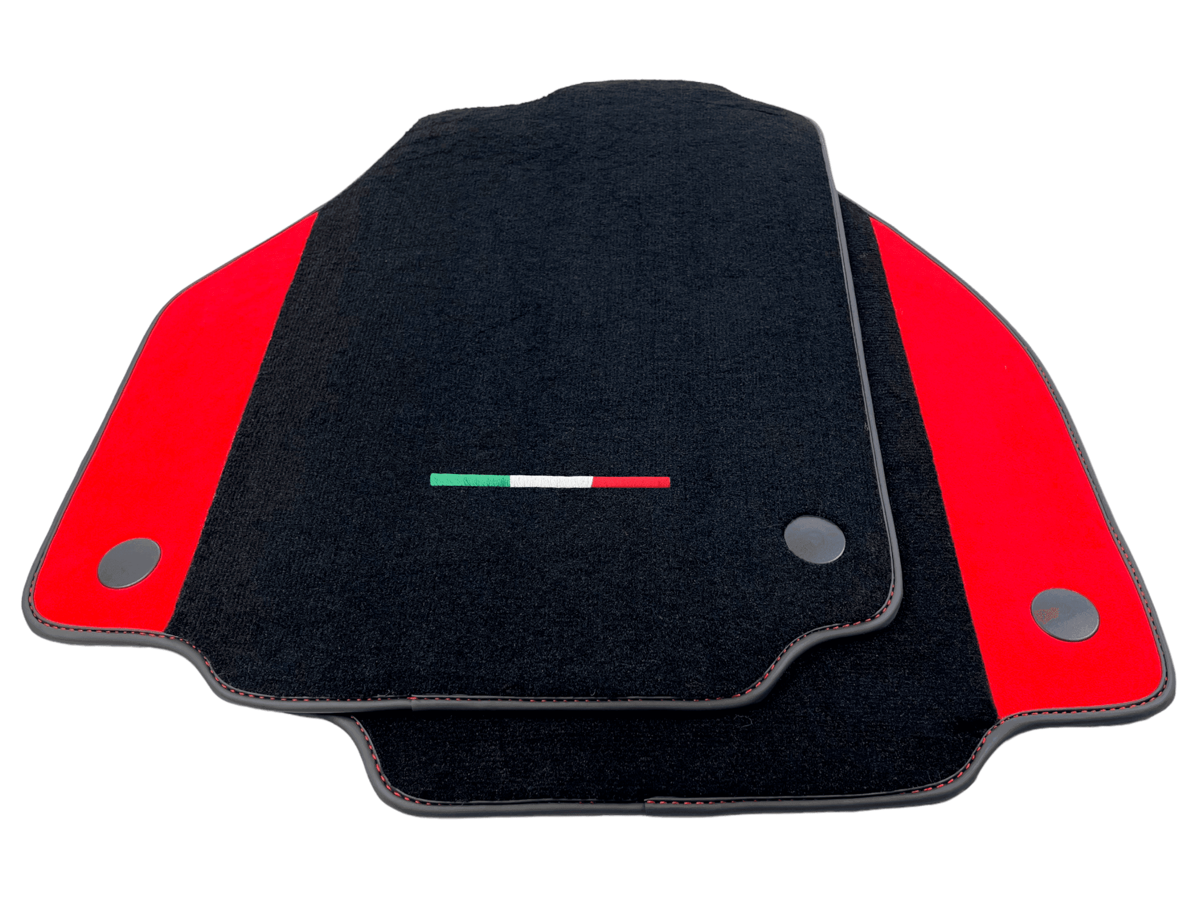 Black Floor Mats For Ferrari 488 GTB (2016-2022) With Red Alcantara Leather - AutoWin