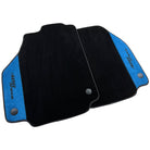 Black Floor Mats For Ferrari 488 Spider 2015-2022 With Blue Alcantara Leather - AutoWin