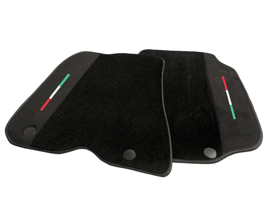 Black Floor Mats For Ferrari 812 GTS (2019-2023) With Alcantara Leather Yellow Edition