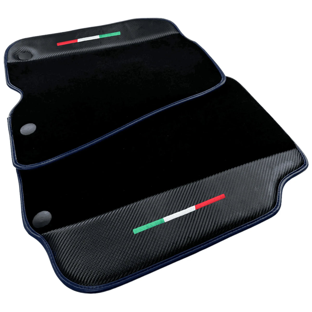Black Floor Mats for Ferrari 812 GTS (2019-2023) with Carbon Leather | Blue Trim