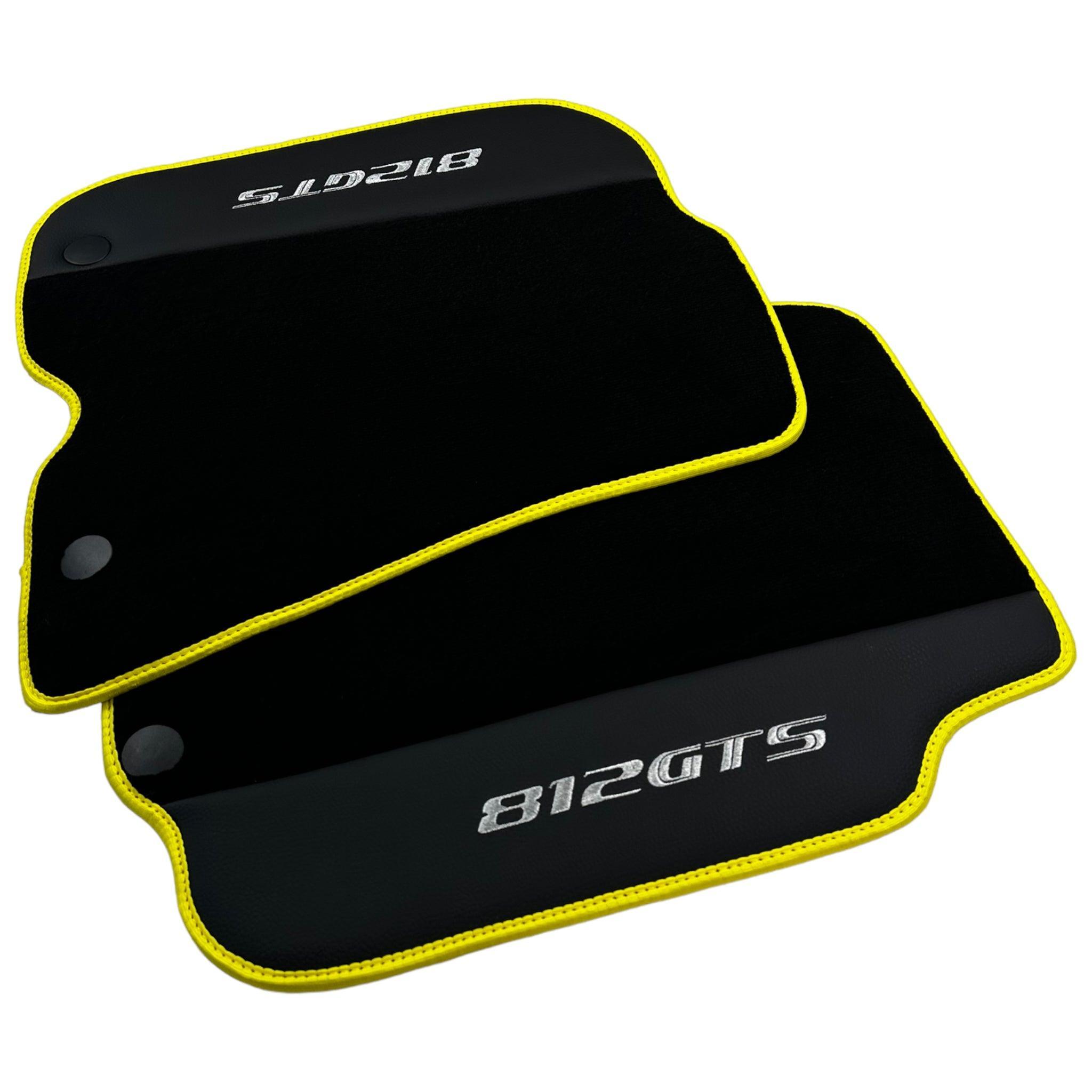 Black Floor Mats for Ferrari 812 GTS (2019-2023) with Leather - AutoWin