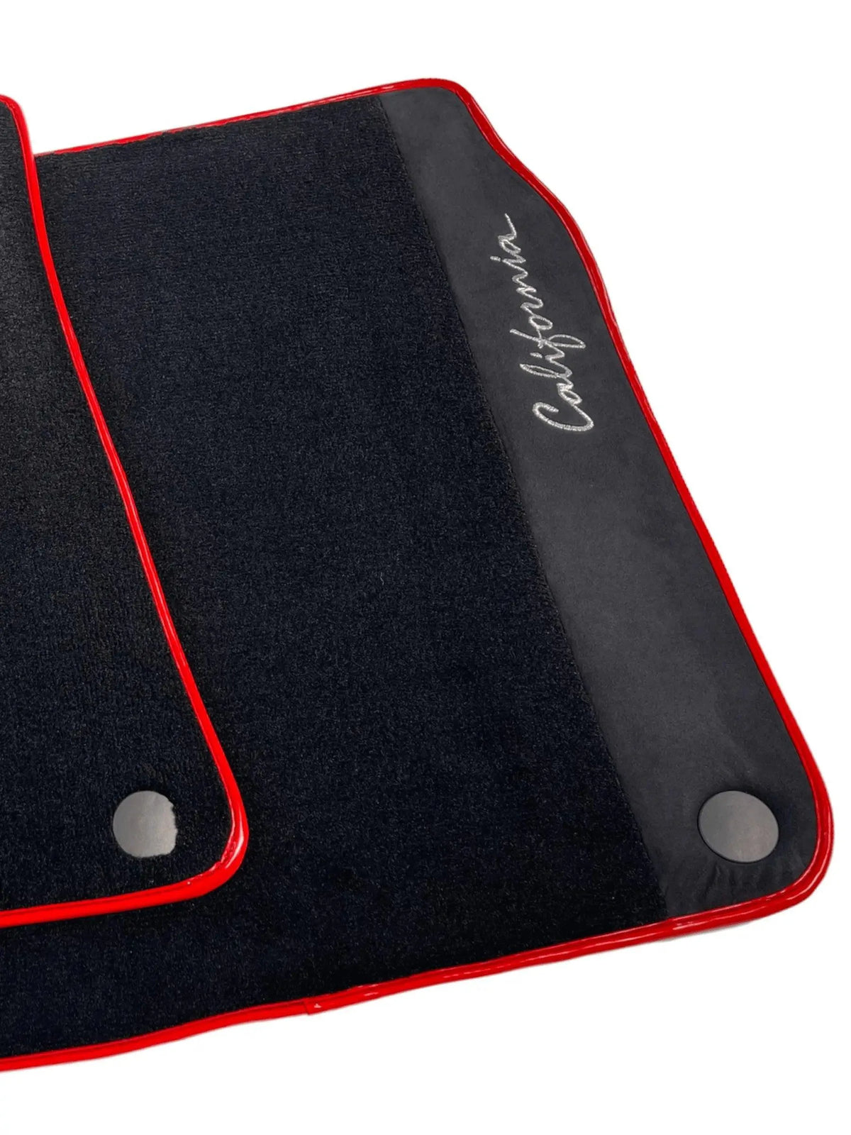 Black Floor Mats For Ferrari California 2008-2014 With Alcantara Red Trim - AutoWin