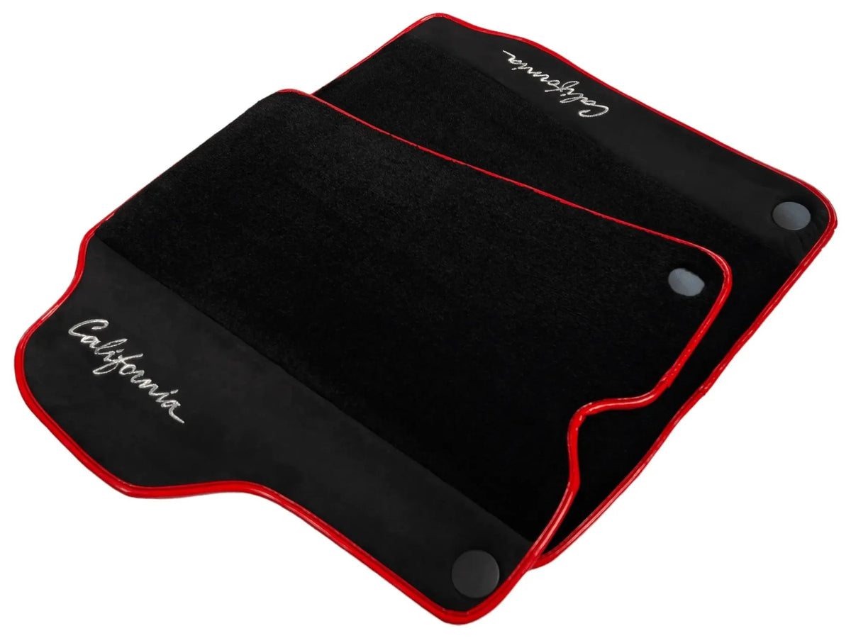 Black Floor Mats For Ferrari California 2008-2014 With Alcantara Red Trim - AutoWin
