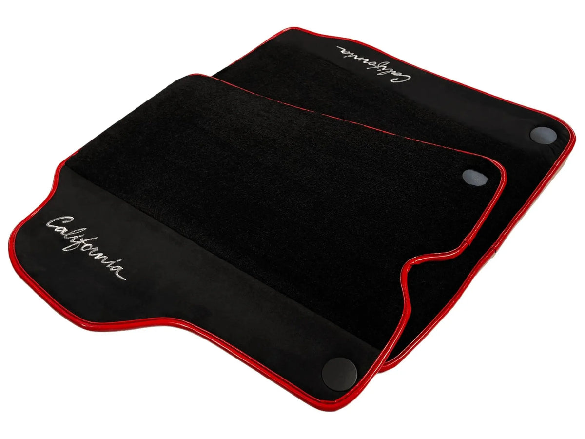 Black Floor Mats For Ferrari California 2008-2014 With Alcantara Red Trim - AutoWin