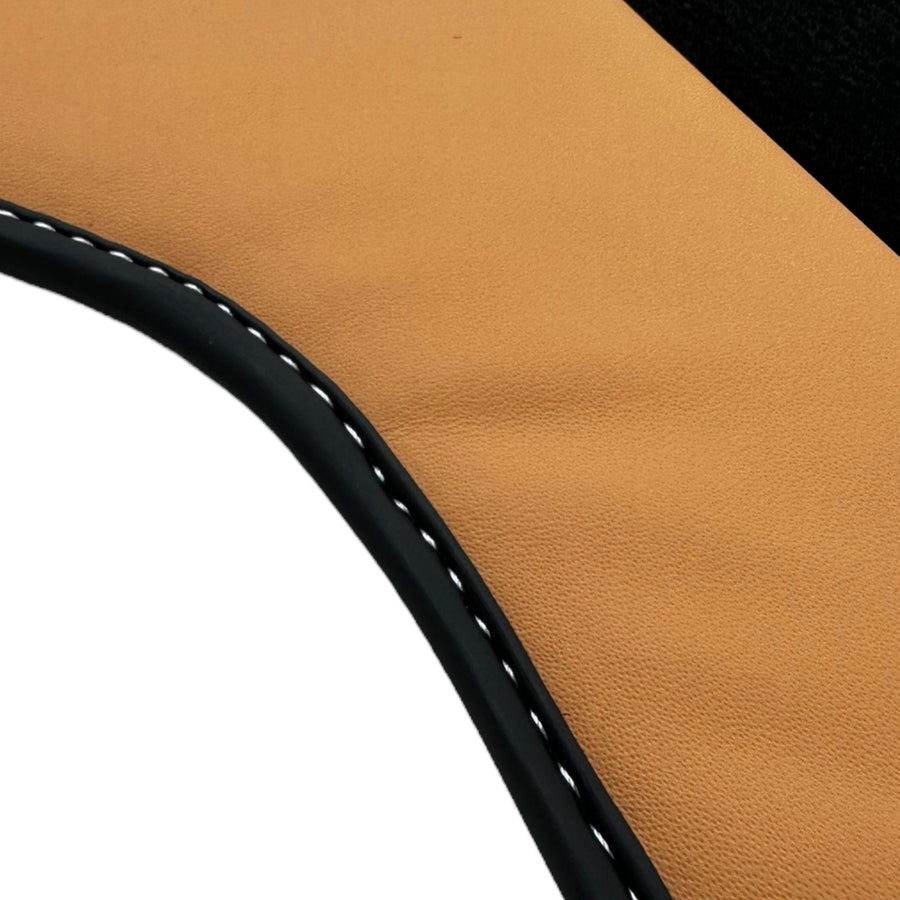Black Floor Mats for Ferrari California (2008-2014) with Beige Tradizione Nappa Leather - AutoWin