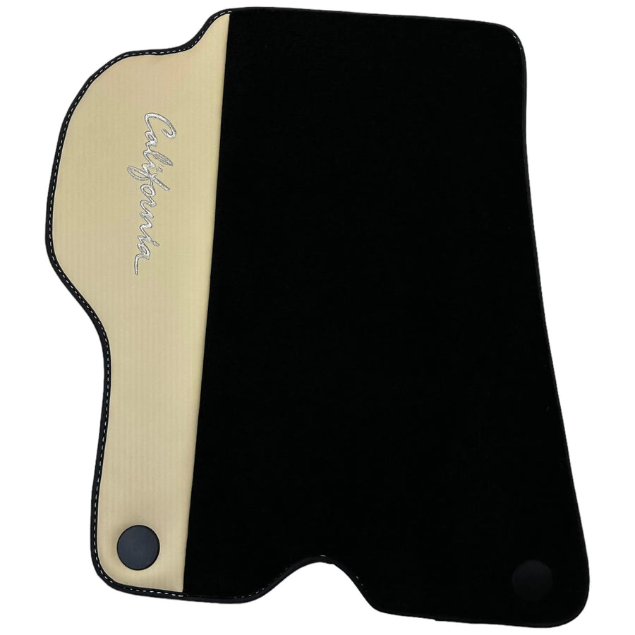 Black Floor Mats for Ferrari California (2008-2014) with Crema Nappa Leather - AutoWin