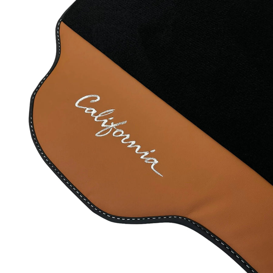 Black Floor Mats for Ferrari California (2008-2014) with Cuoio Nappa Leather - AutoWin
