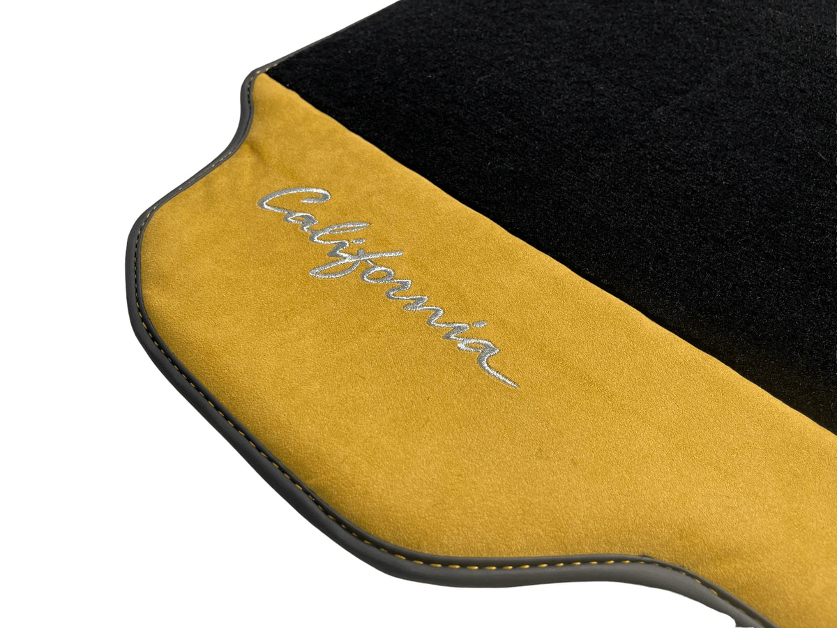 Black Floor Mats For Ferrari California 2008-2014 With Tan Alcantara - AutoWin