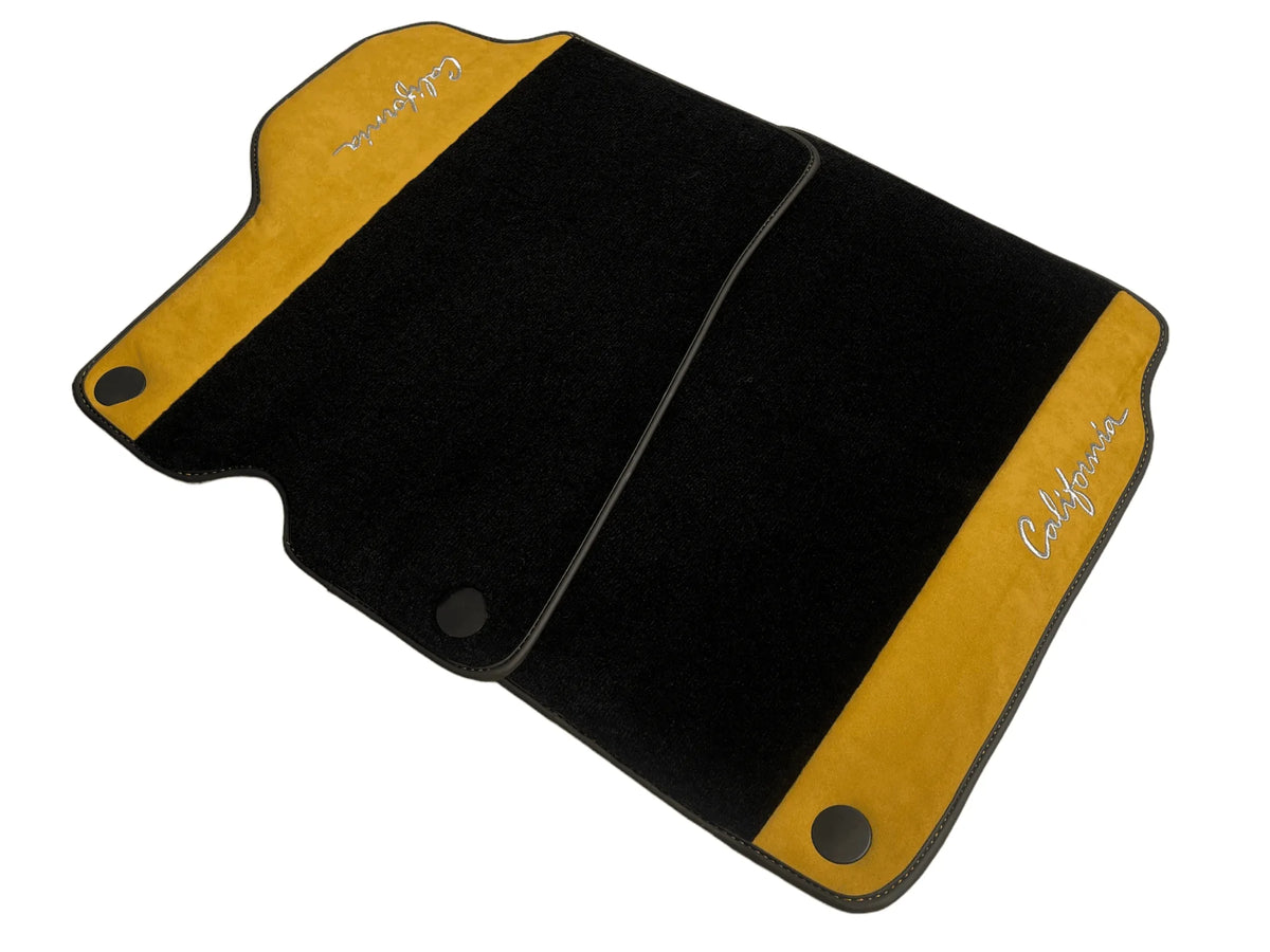 Black Floor Mats For Ferrari California 2008-2014 With Tan Alcantara - AutoWin