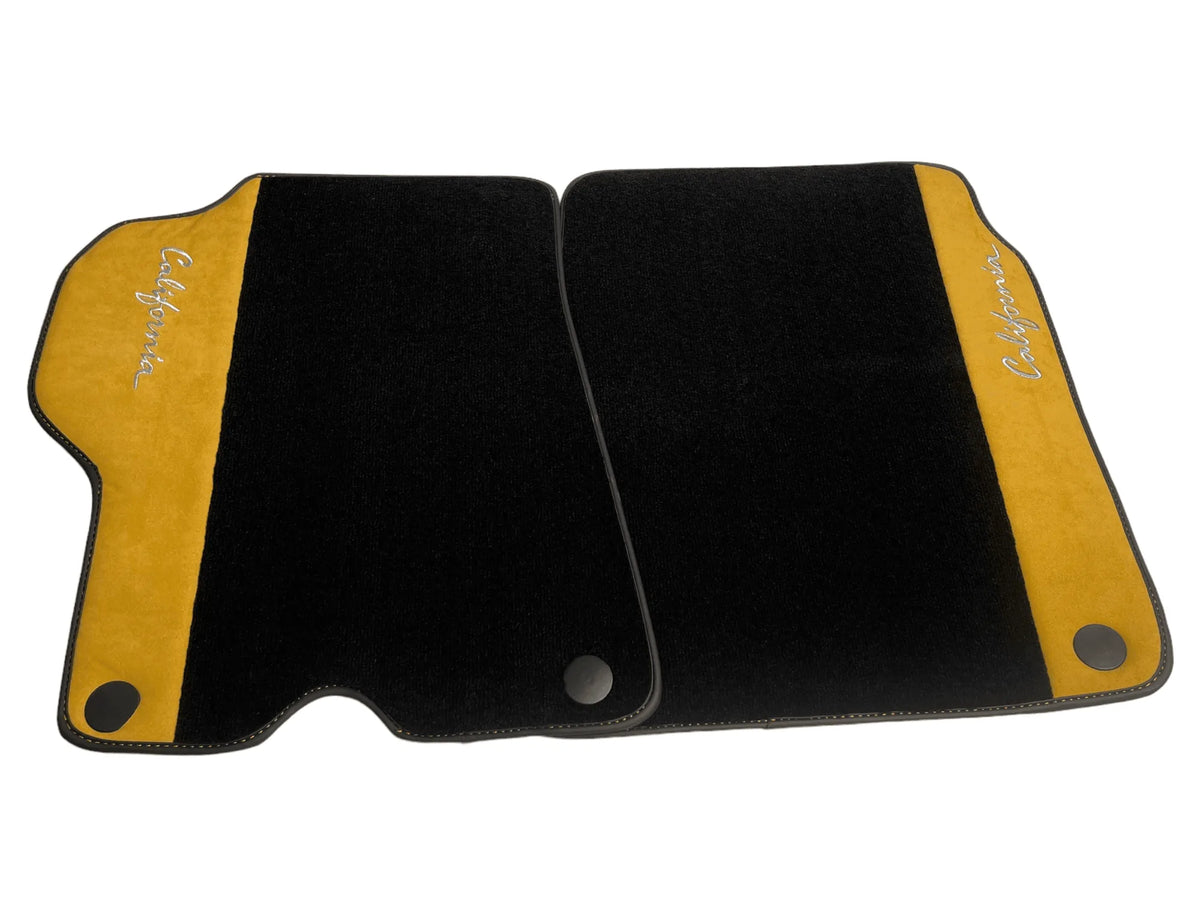 Black Floor Mats For Ferrari California 2008-2014 With Tan Alcantara - AutoWin