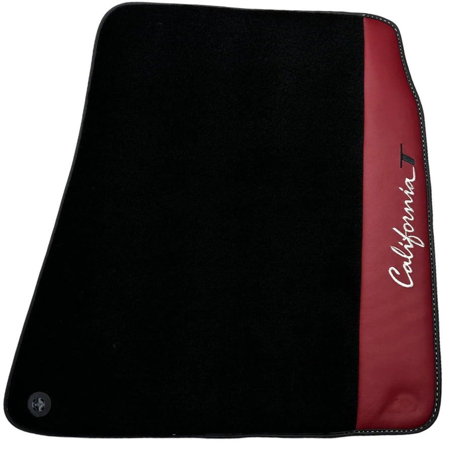 Black Floor Mats for Ferrari California T (2015–2018) Bordeaux Nappa Leather - AutoWin
