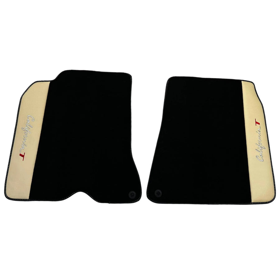 Black Floor Mats for Ferrari California T (2015–2018) Crema Nappa Leather - AutoWin