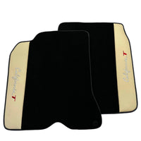 Black Floor Mats for Ferrari California T (2015–2018) Crema Nappa Leather - AutoWin