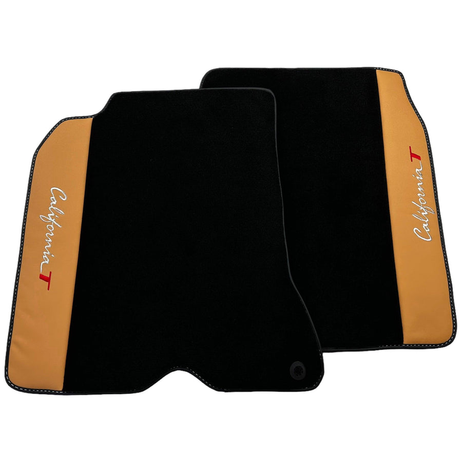 Black Floor Mats for Ferrari California T (2015-2018) with Beige Nappa Leather - AutoWin