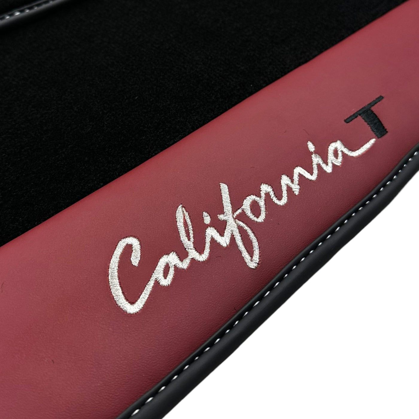 Black Floor Mats for Ferrari California T (2015–2018) Bordeaux Nappa Leather - AutoWin