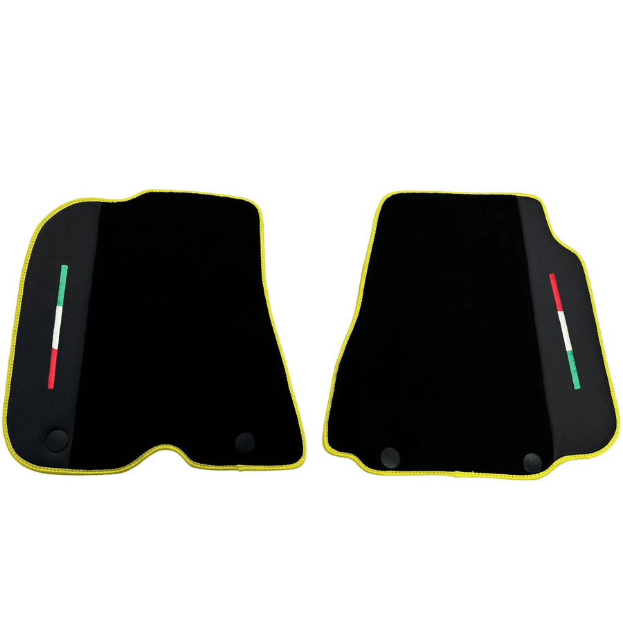 Black Floor Mats for Ferrari F12 Berlinetta (2012-2022) with Leather - AutoWin