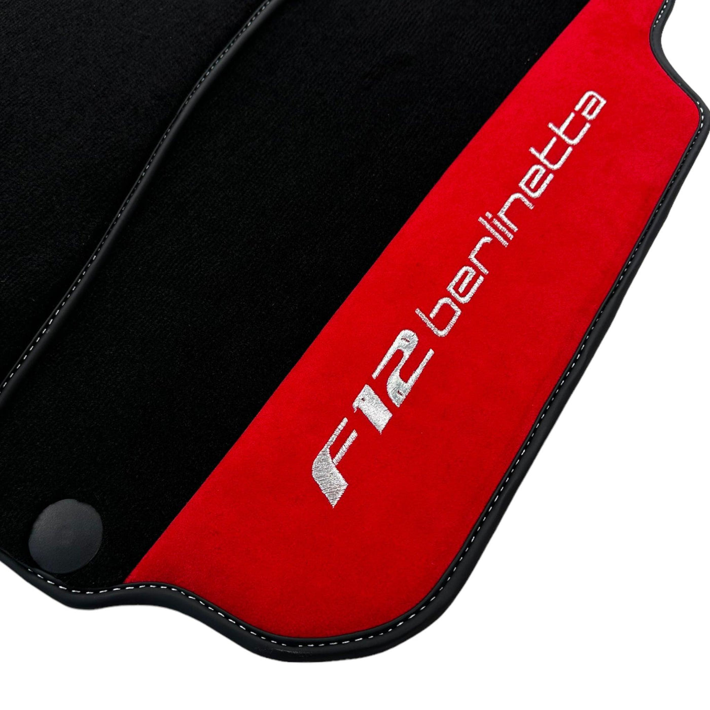 Black Floor Mats for Ferrari F12 Berlinetta (2012-2022) with Red Alcantara Leather - AutoWin