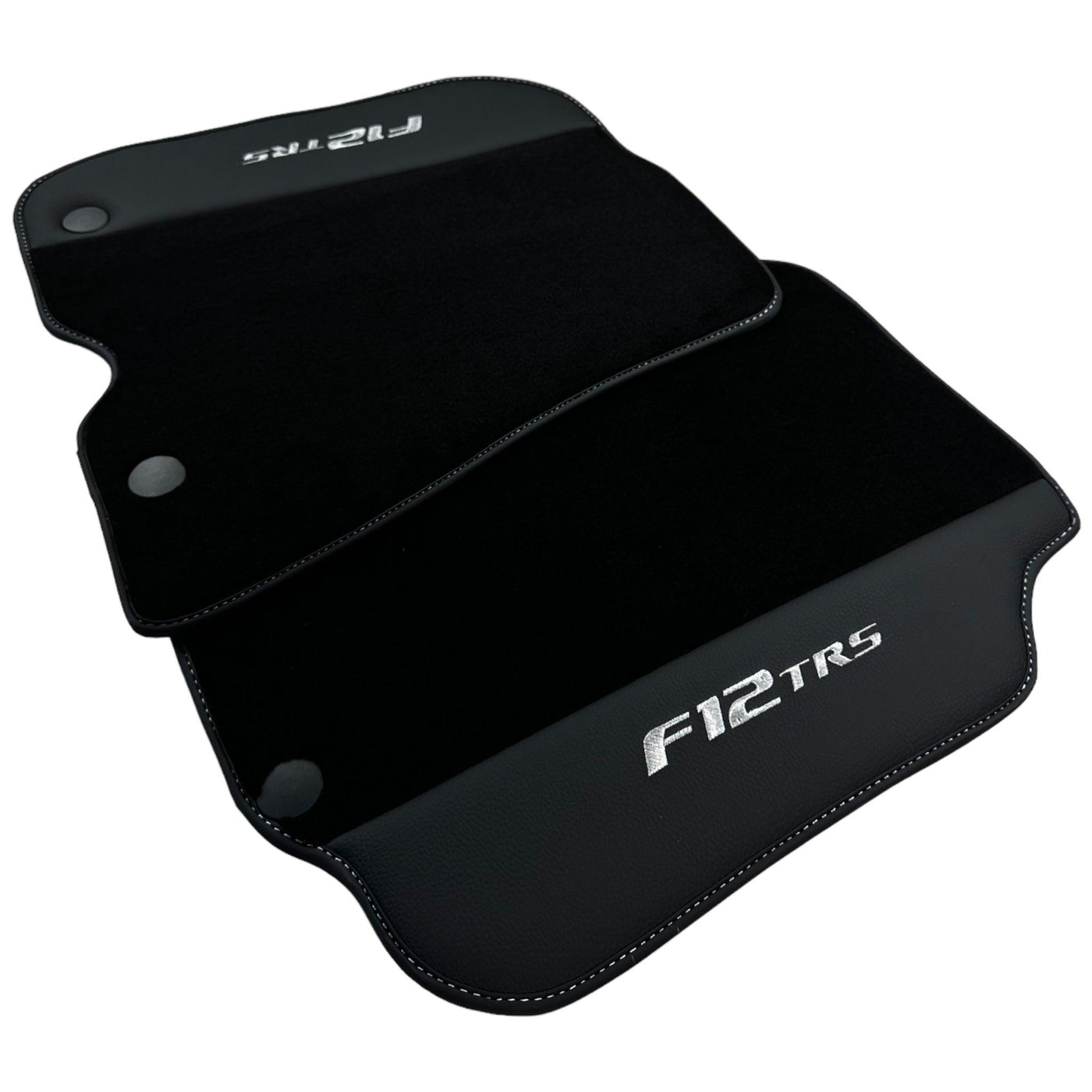 Black Floor Mats for Ferrari F12 TRS (2014) with Leather - AutoWin