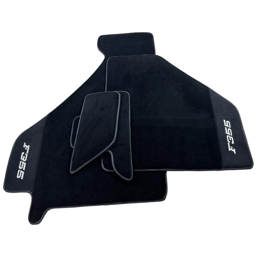 Black Floor Mats For Ferrari F355 1994-1999 With Alcantara Leather - AutoWin