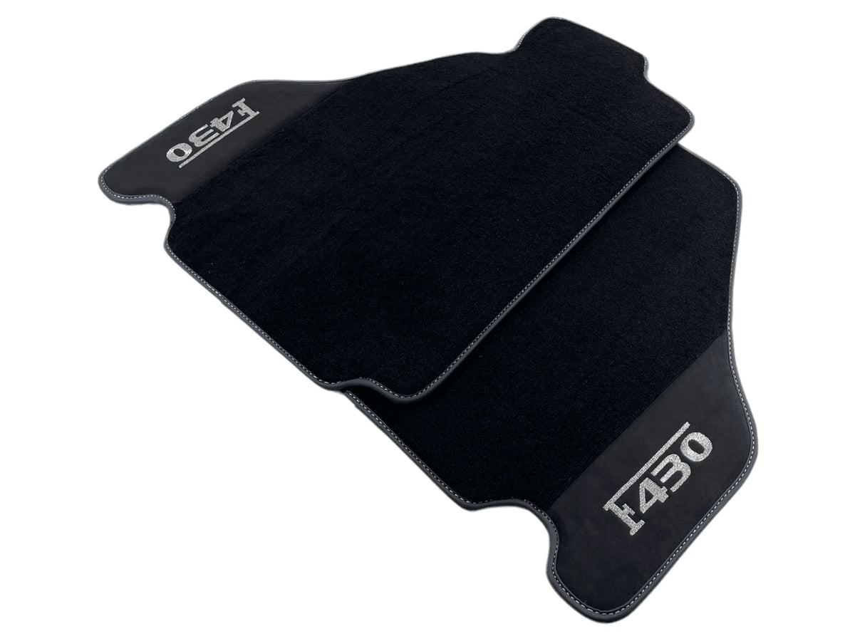 Black Floor Mats For Ferrari F430 2004-2009 With Alcantara Leather - AutoWin