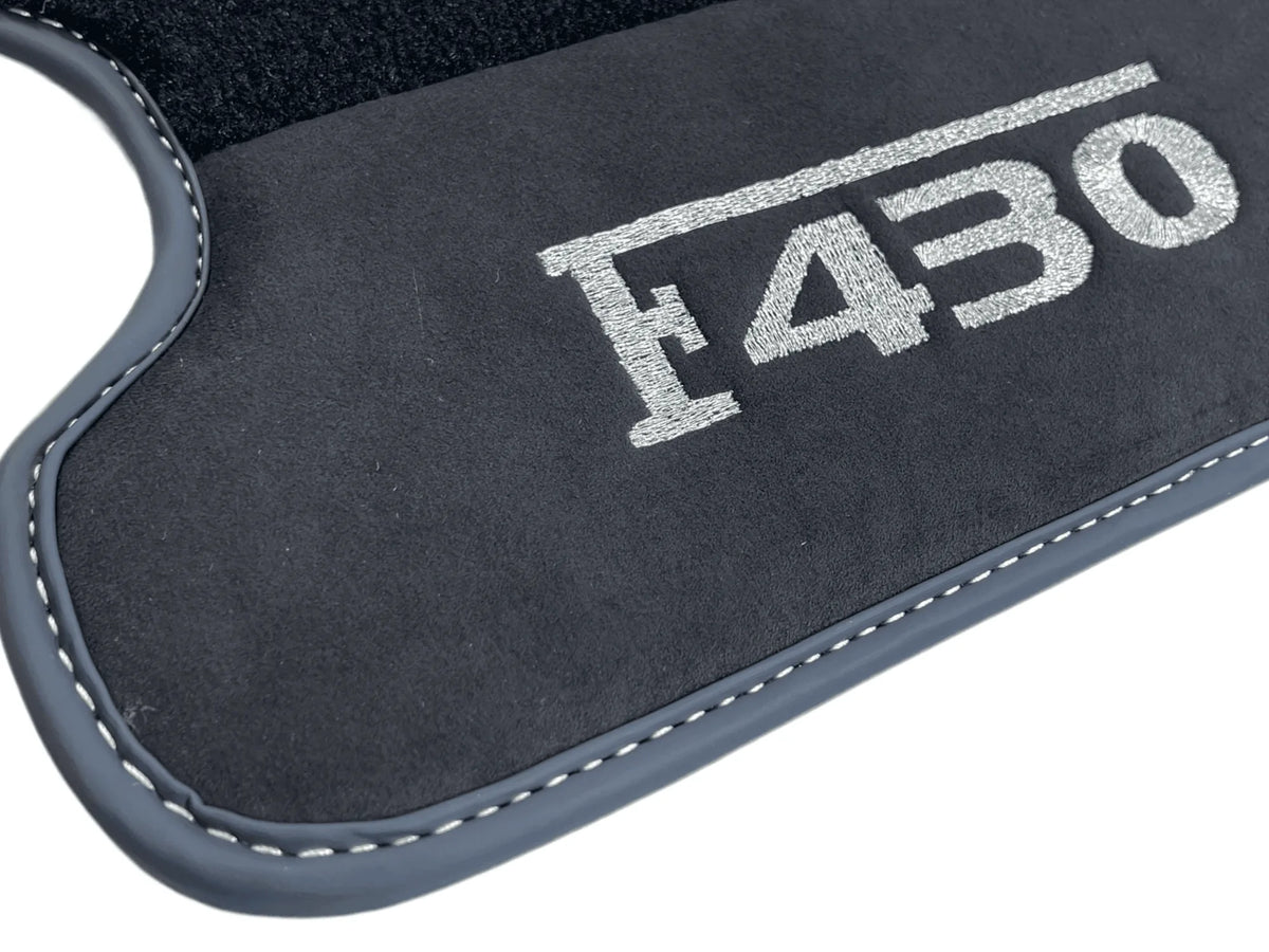 Black Floor Mats For Ferrari F430 2004-2009 With Alcantara Leather - AutoWin
