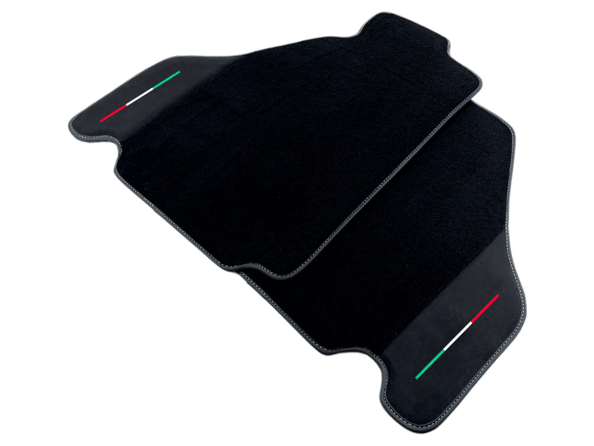 Black Floor Mats For Ferrari F430 2004-2009 With Alcantara Leather - AutoWin