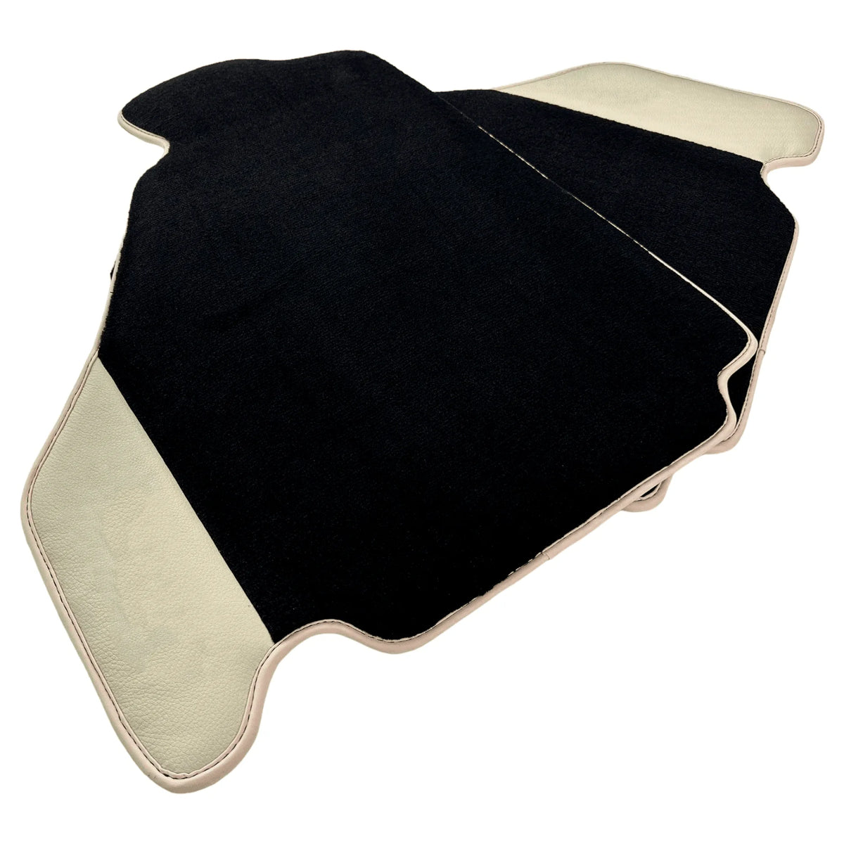 Black Floor Mats For Ferrari F430 2004-2009 With Beige Leather - AutoWin